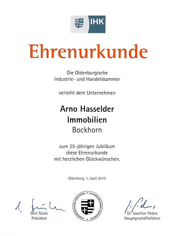 Urkunde IHK 25 Jahre