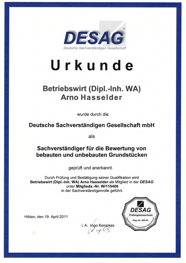 Urkunde Sachverständiger